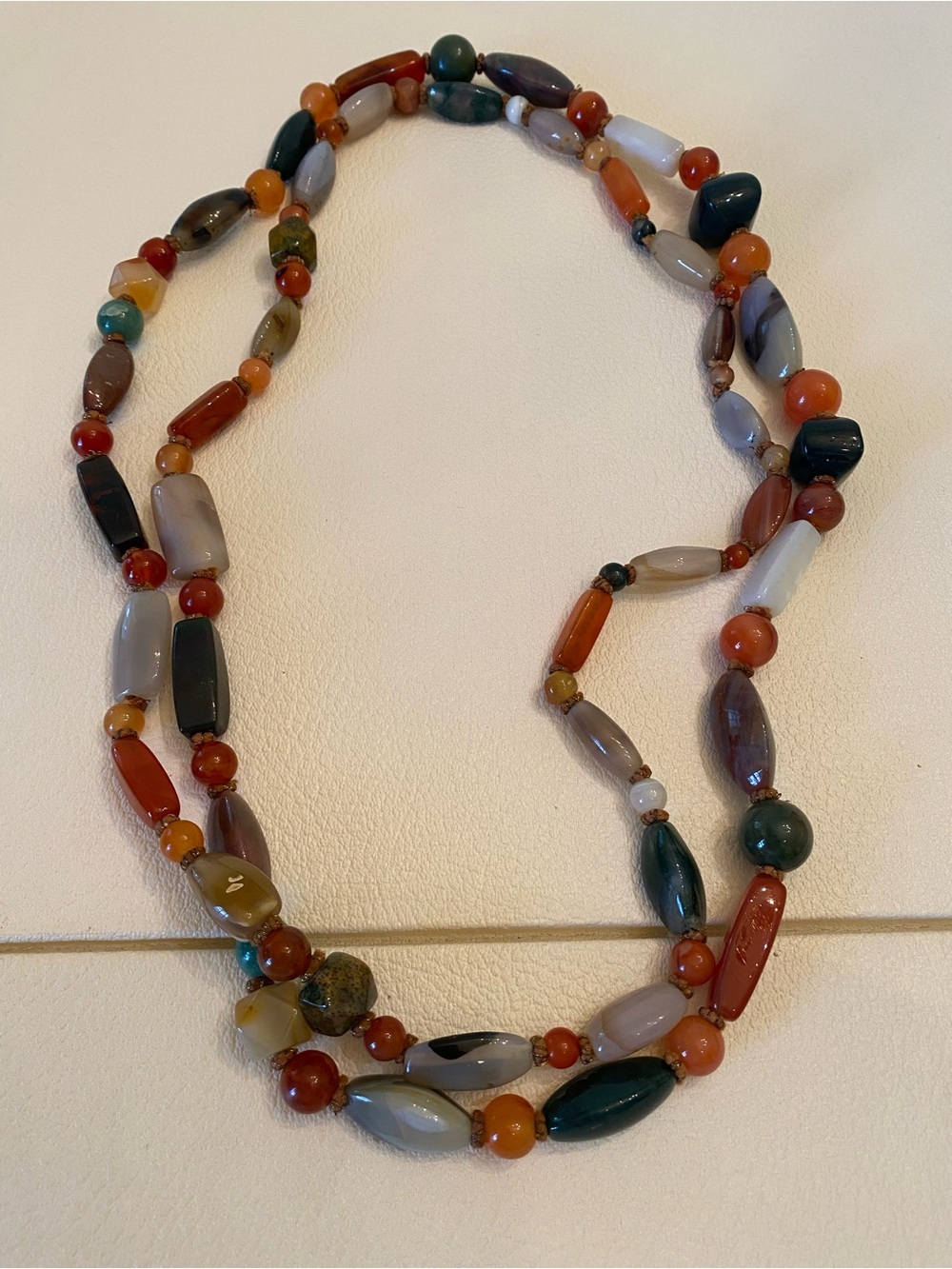 RARE Vintage 1960’s Multicolor Polished Agate “Beggar Beads” Necklace